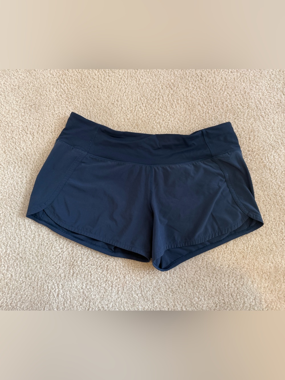 lululemon navy high-rise workout shorts